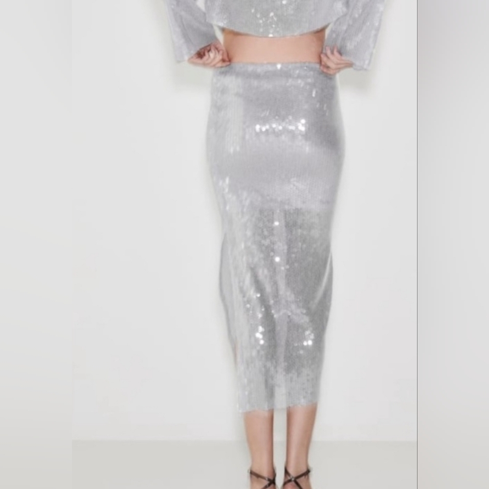Zara Silver Maxi Skirt - Picture 7 of 10